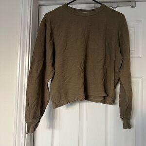 BUCK MASON - Burnt Olive Venice Wash Double Slub L/S Crew - SMALL